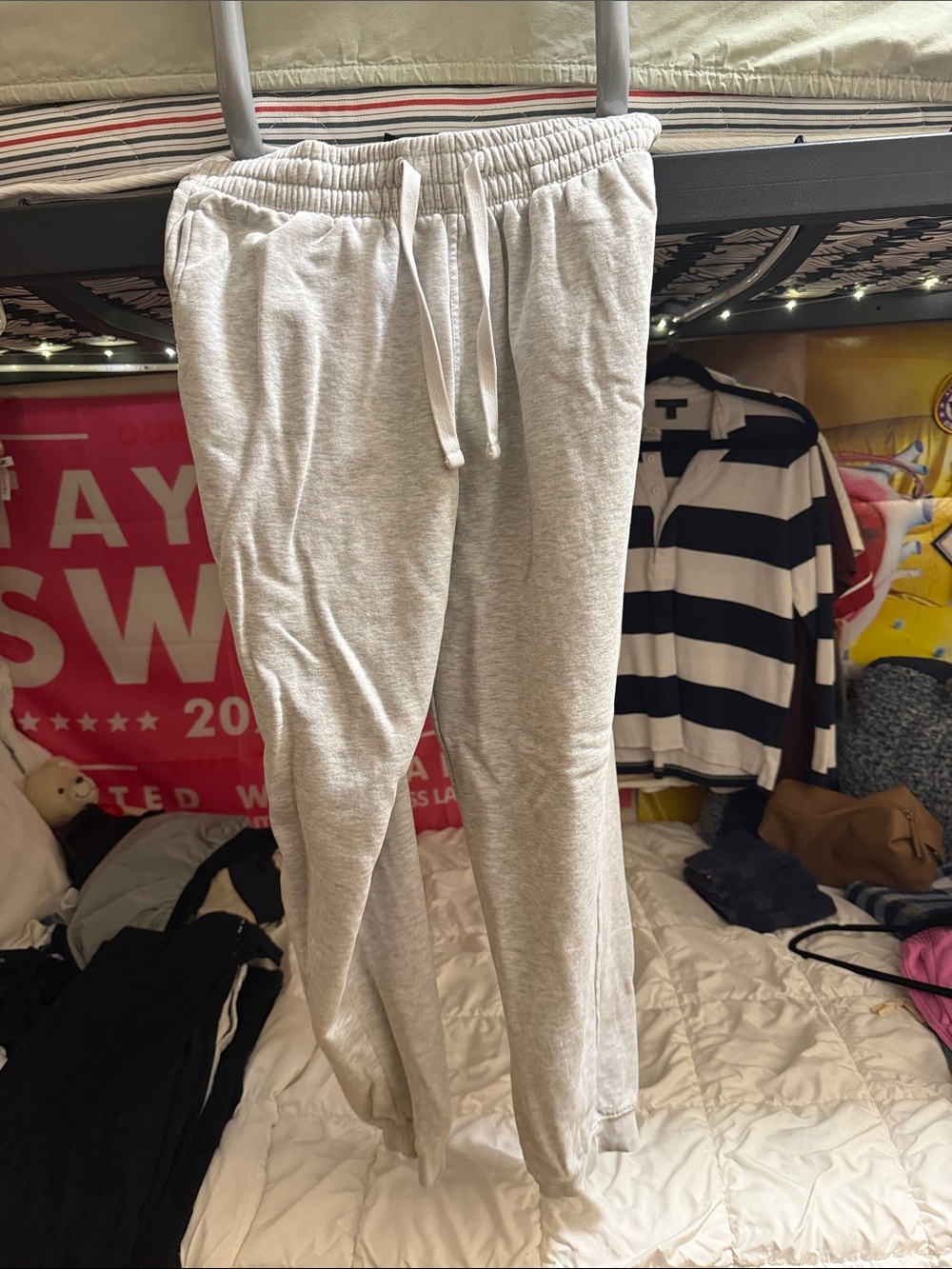 H&M Light Heather Gray Joggers with Drawstring
